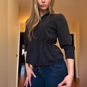 Black 3/4 sleeve hoodie with bow detail